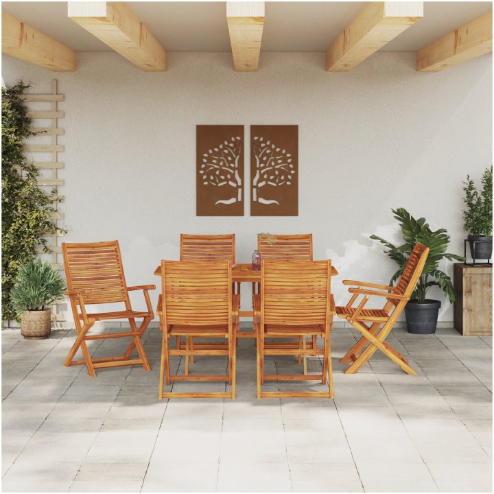 7-delars trädgårdsmatsalsset i massivt akaciaträ vidaXL 135x85x75 cm – bild 4