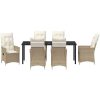 7-delars trädgårdsmatsalsset med kuddar, beige poly-rattan vidaXL 200 x 80 x 73 cm – miniatyr 7
