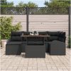 7-delars trädgårdsmatsalsset med kuddar Svart Poly Rattan Akacieträd vidaXL 100 x 55 x 73 cm – miniatyr 3