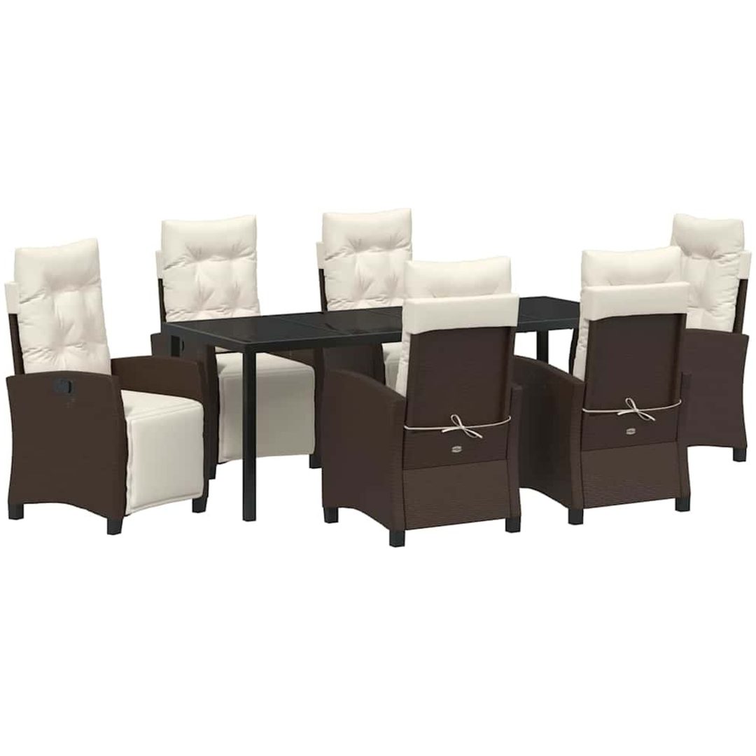 7-delars trädgårdsmatsats i brun poly-rattan. vidaXL 200 x 80 x 73 cm – bild 2