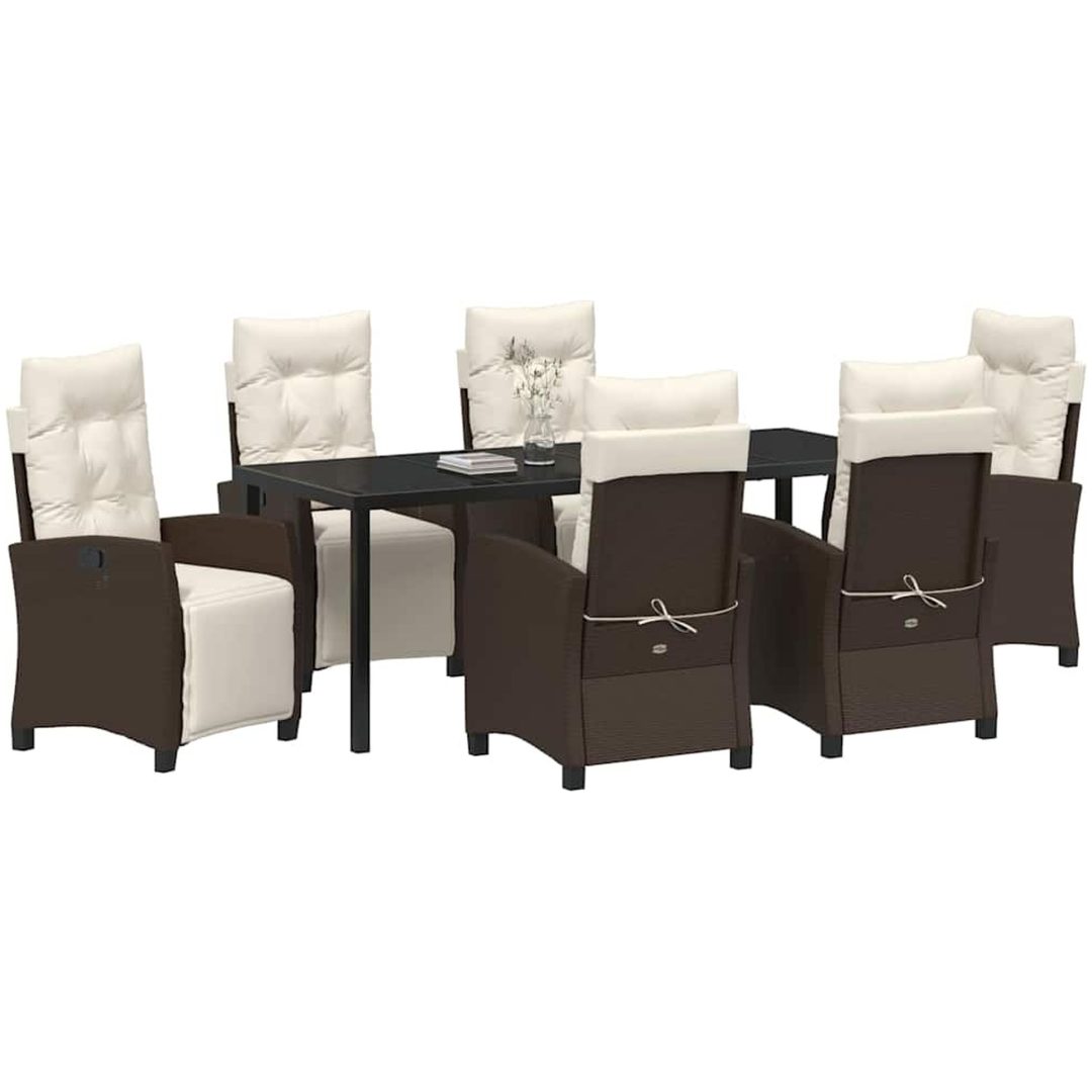 7-delars trädgårdsmatsats i brun poly-rattan. vidaXL 200 x 80 x 73 cm – bild 3