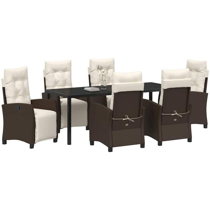 7-delars trädgårdsmatsats i brun poly-rattan. vidaXL 200 x 80 x 73 cm – bild 3