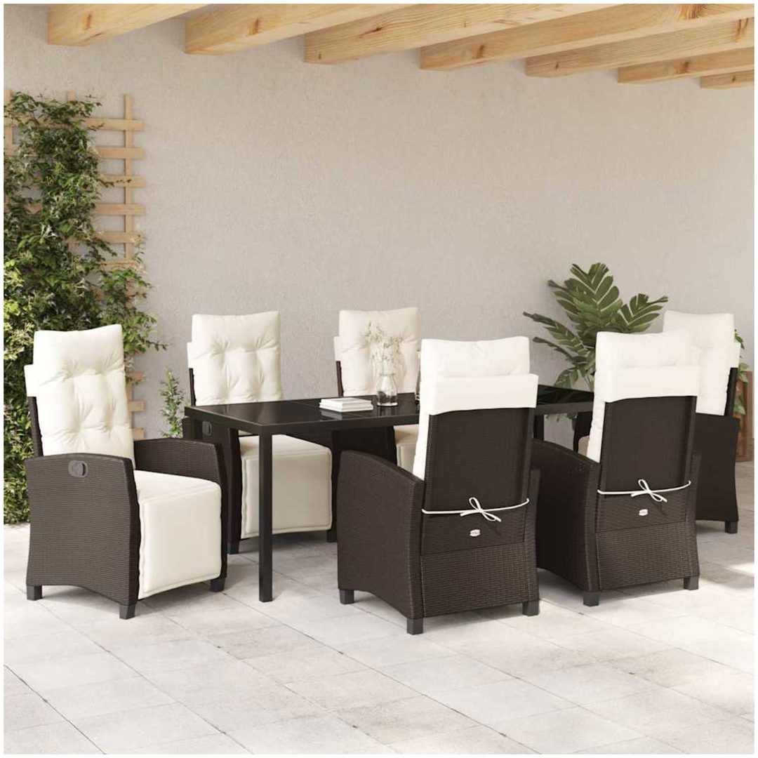 7-delars trädgårdsmatsats i brun poly-rattan. vidaXL 200 x 80 x 73 cm – bild 4