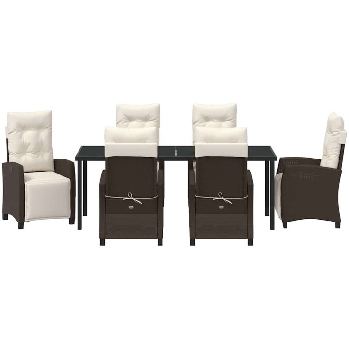 7-delars trädgårdsmatsats i brun poly-rattan. vidaXL 200 x 80 x 73 cm – bild 6
