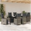 7 Delars Trädgårdsmatset Med Kuddar i Beige Poly Rattan vidaXL 200 x 80 x 73 cm – miniatyr 4