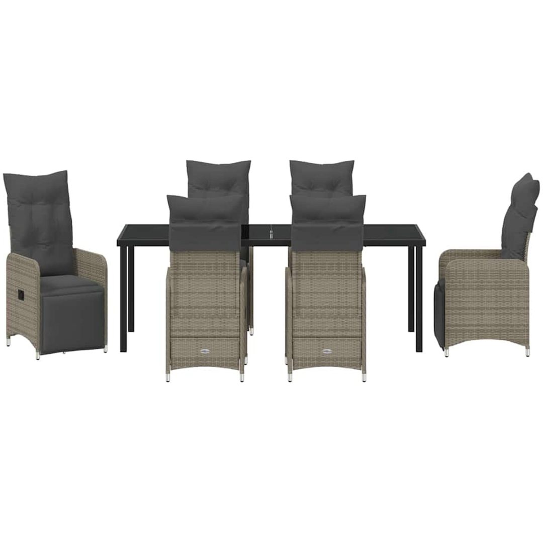 7 Delars Trädgårdsmatset Med Kuddar i Beige Poly Rattan vidaXL 200 x 80 x 73 cm – bild 7