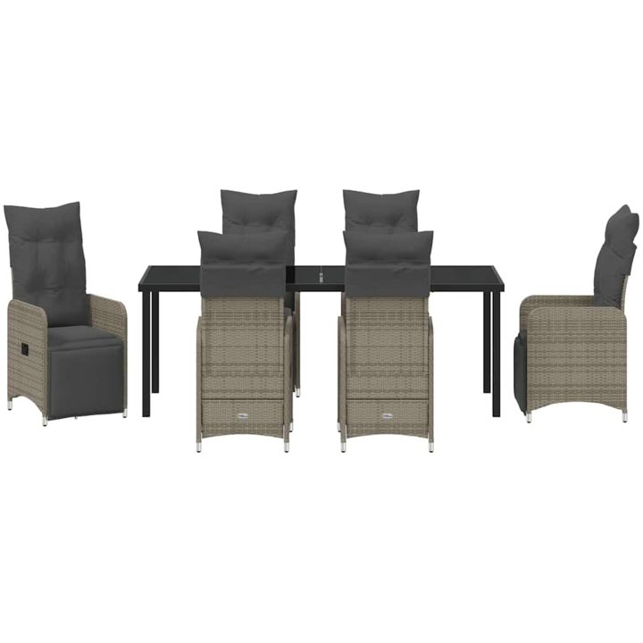 7 Delars Trädgårdsmatset Med Kuddar i Beige Poly Rattan vidaXL 200 x 80 x 73 cm – bild 7