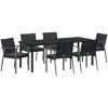 7-delars trädgårdsmattsats med dynor svart poly-rattan vidaXL 56,5x57x83 cm – miniatyr 2