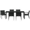 7-delars trädgårdsmattsats med dynor svart poly-rattan vidaXL 56,5x57x83 cm – miniatyr 7
