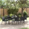 7-delars trädgårdsmattsats med dynor svart poly-rattan vidaXL 56,5x57x83 cm – miniatyr 1