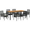 7-delars Trädgårdsmattsats med Kuddar Svart Poly Rattan vidaXL 190 x 90 x 75 cm – miniatyr 2