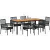7-delars Trädgårdsmattsats med Kuddar Svart Poly Rattan vidaXL 190 x 90 x 75 cm – miniatyr 3