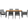 7-delars Trädgårdsmattsats med Kuddar Svart Poly Rattan vidaXL 190 x 90 x 75 cm – miniatyr 7