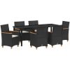 7-delars trädgårdsmiddagsset med kuddar, svart poly-rattan. vidaXL 200 x 80 x 73 cm – miniatyr 2