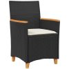7-delars trädgårdsmiddagsset med kuddar, svart poly-rattan. vidaXL 200 x 80 x 73 cm – miniatyr 5