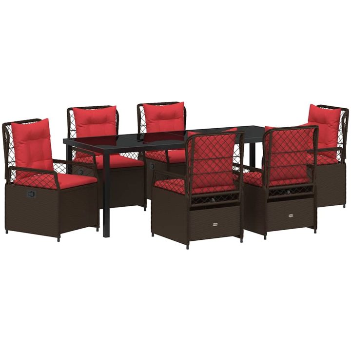 7-delars Trädgårdsmöbelset Brun i Poly Rattan vidaXL 200 x 80 x 73 cm – bild 2