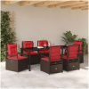 7-delars Trädgårdsmöbelset Brun i Poly Rattan vidaXL 200 x 80 x 73 cm – miniatyr 4