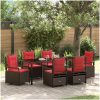 7-delars Trädgårdsmöbelset Brun i Poly Rattan vidaXL 200 x 80 x 73 cm – miniatyr 1