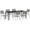 7-delars trädgårdsmöbelset Grå Poly Rattan vidaXL Set för 6 – miniatyr 2