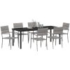 7-delars trädgårdsmöbelset Grå Poly Rattan vidaXL Set för 6 – miniatyr 3