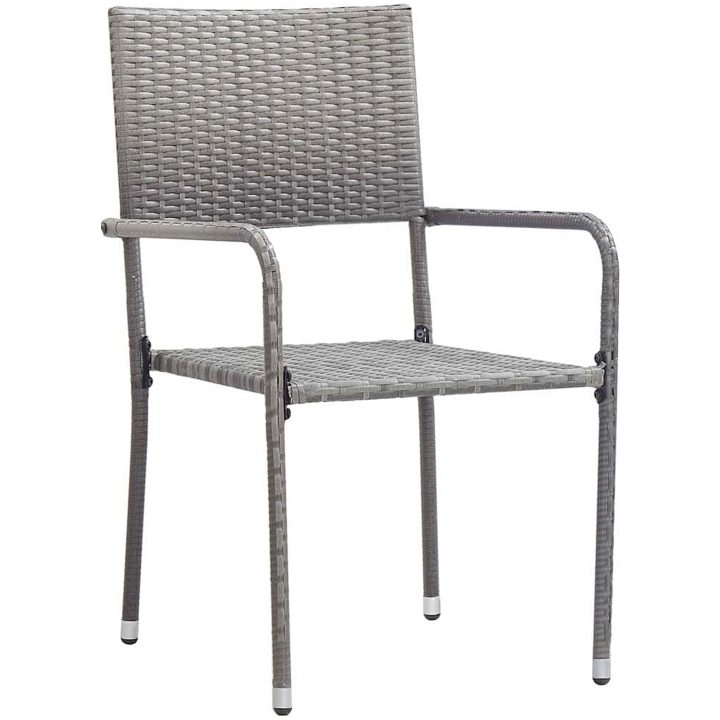 7-delars trädgårdsmöbelset Grå Poly Rattan vidaXL Set för 6 – bild 6