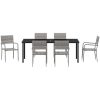 7-delars trädgårdsmöbelset Grå Poly Rattan vidaXL Set för 6 – miniatyr 7