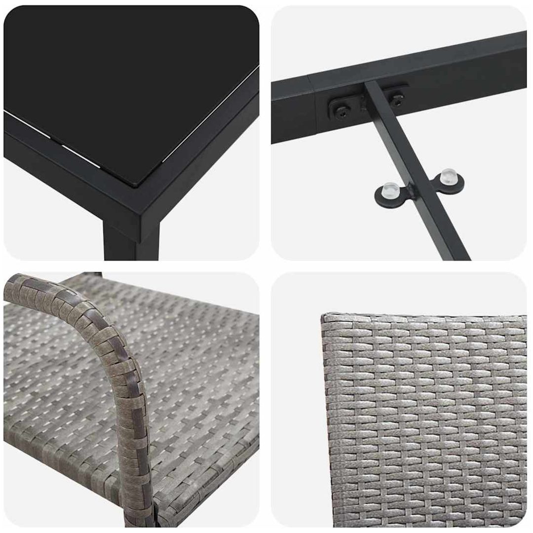 7-delars trädgårdsmöbelset Grå Poly Rattan vidaXL Set för 6 – bild 8