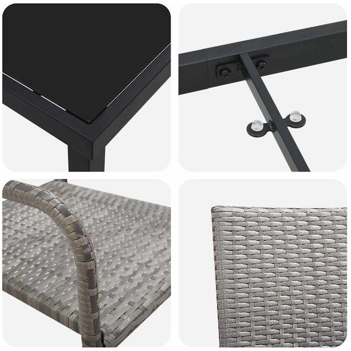 7-delars trädgårdsmöbelset Grå Poly Rattan vidaXL Set för 6 – bild 8