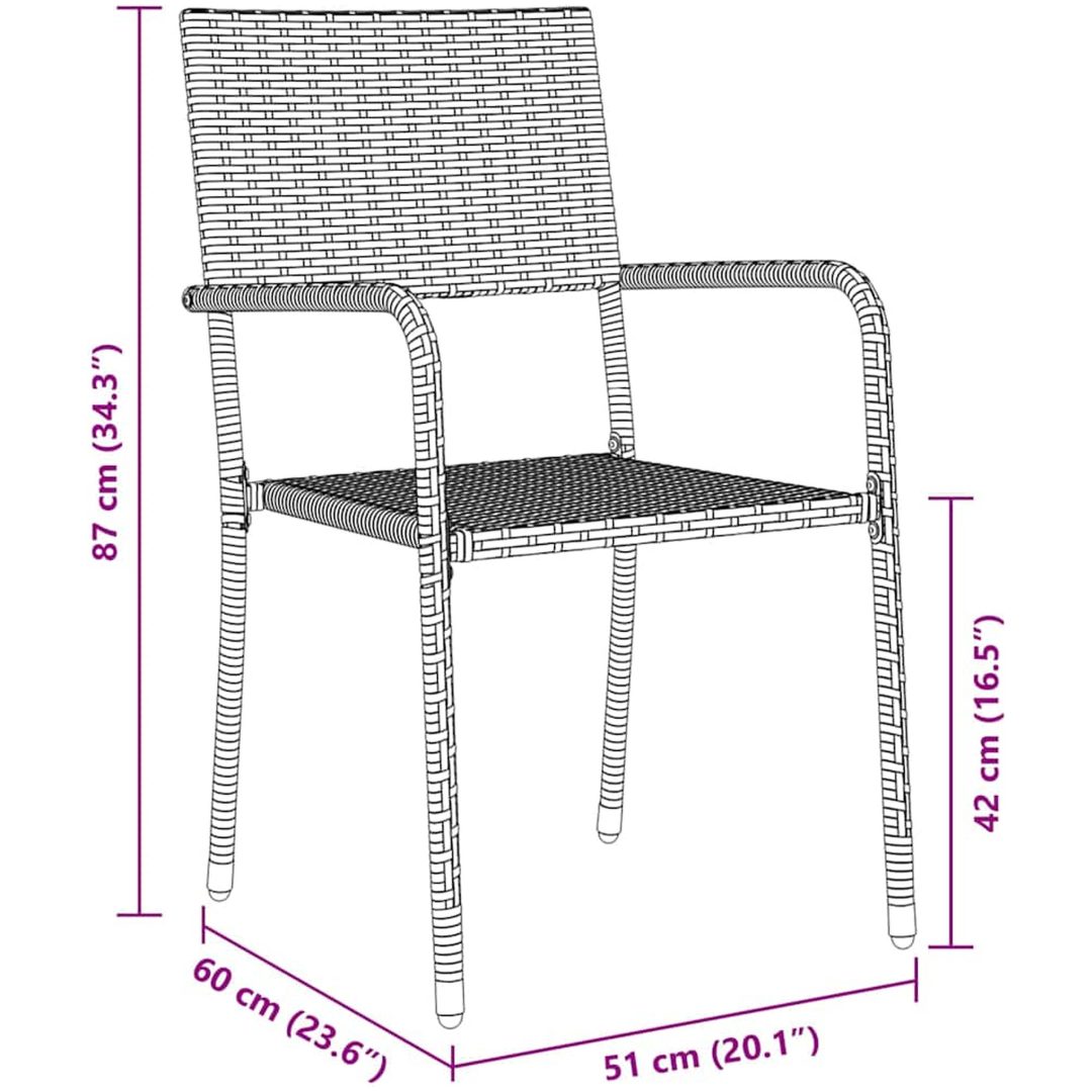 7-delars trädgårdsmöbelset Grå Poly Rattan vidaXL Set för 6 – bild 9