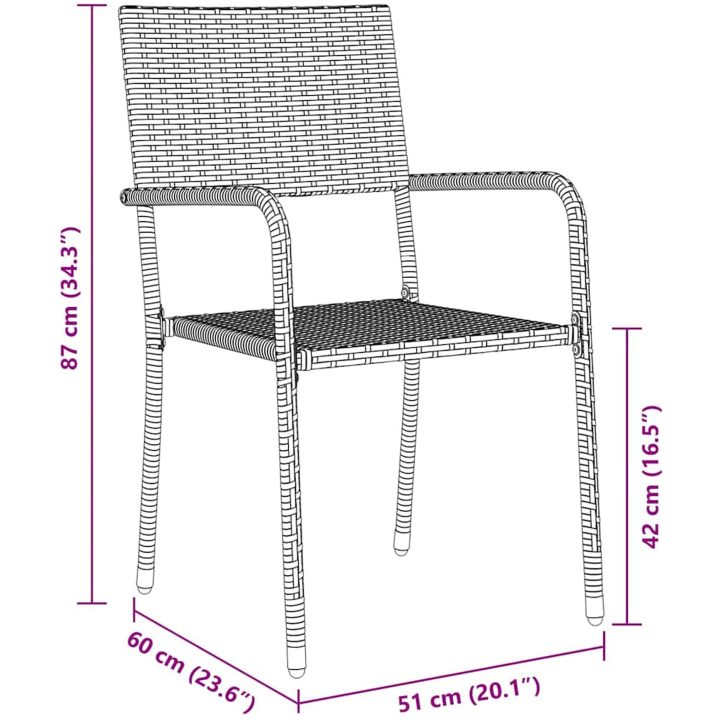 7-delars trädgårdsmöbelset Grå Poly Rattan vidaXL Set för 6 – bild 9