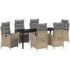 7-delars trädgårdsmöbelset i beige poly-rattan vidaXL 200 x 80 x 73 cm – miniatyr 2