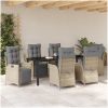 7-delars trädgårdsmöbelset i beige poly-rattan vidaXL 200 x 80 x 73 cm – miniatyr 4