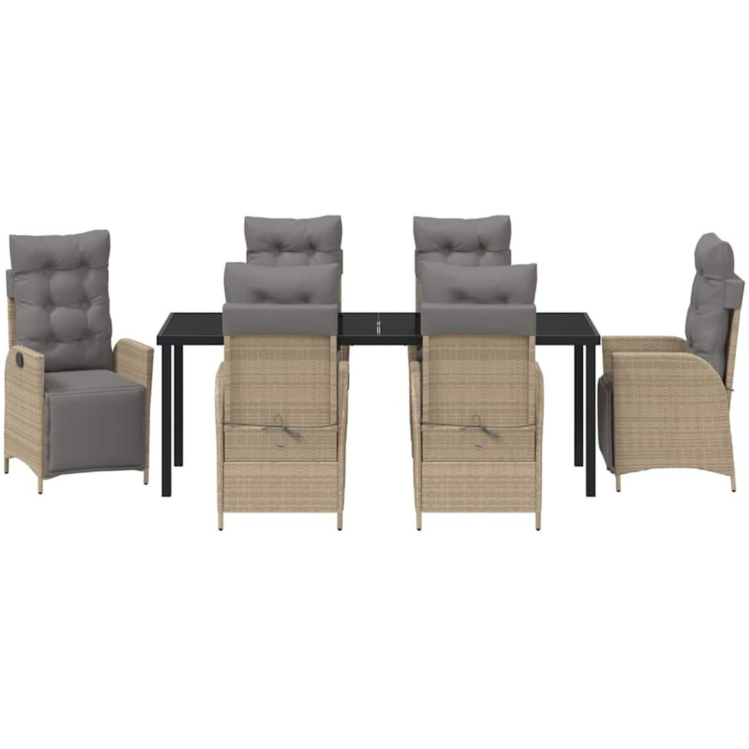 7-delars trädgårdsmöbelset i beige poly-rattan vidaXL 200 x 80 x 73 cm – bild 6