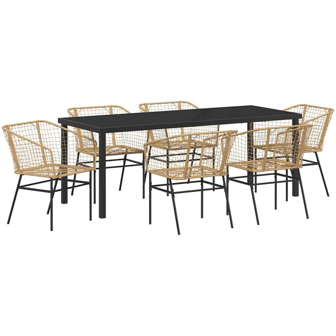 7 Delars Trädgårdsmöbelset i Brun Poly Rattan vidaXL 200 x 80 x 73 cm – bild 2