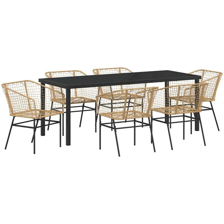 7 Delars Trädgårdsmöbelset i Brun Poly Rattan vidaXL 200 x 80 x 73 cm – bild 2