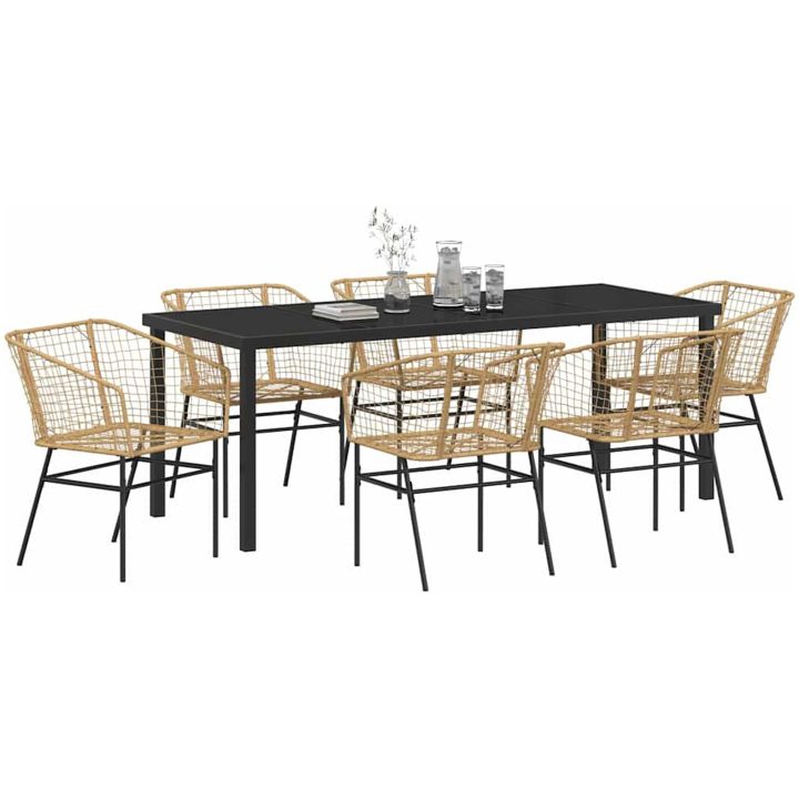 7 Delars Trädgårdsmöbelset i Brun Poly Rattan vidaXL 200 x 80 x 73 cm – bild 3