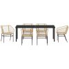 7 Delars Trädgårdsmöbelset i Brun Poly Rattan vidaXL 200 x 80 x 73 cm – miniatyr 6