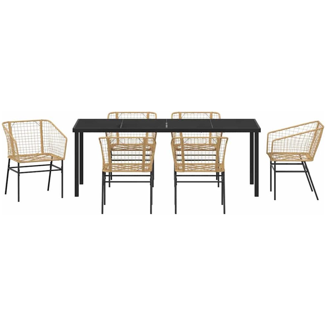 7 Delars Trädgårdsmöbelset i Brun Poly Rattan vidaXL 200 x 80 x 73 cm – bild 6