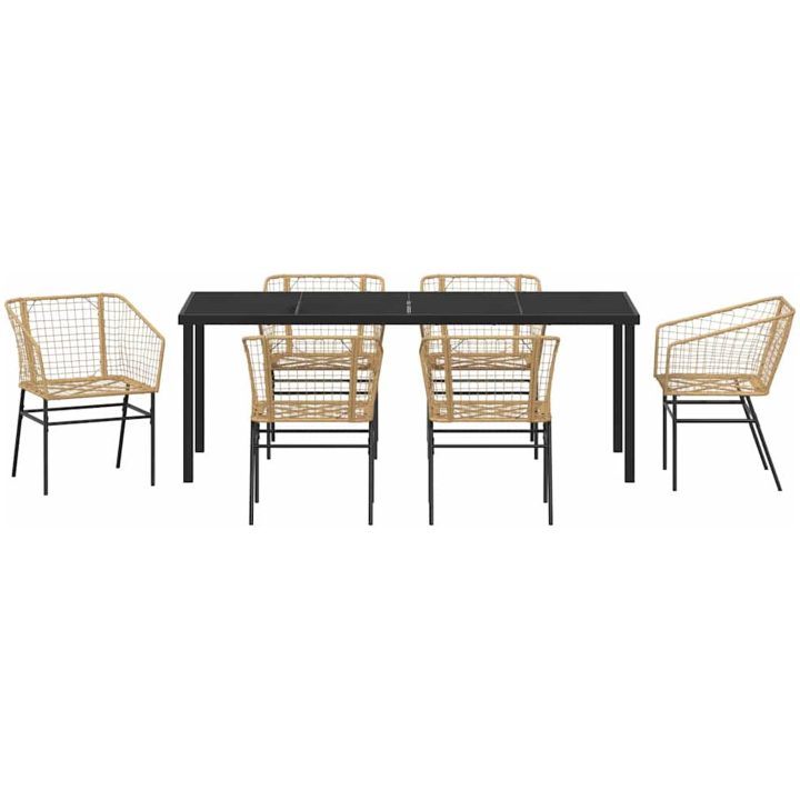 7 Delars Trädgårdsmöbelset i Brun Poly Rattan vidaXL 200 x 80 x 73 cm – bild 6