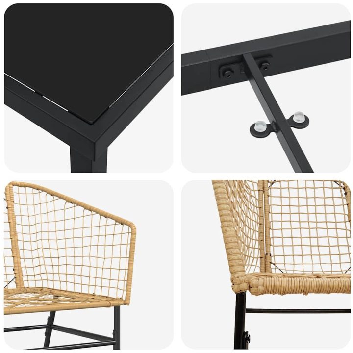 7 Delars Trädgårdsmöbelset i Brun Poly Rattan vidaXL 200 x 80 x 73 cm – bild 7