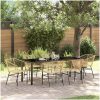 7 Delars Trädgårdsmöbelset i Brun Poly Rattan vidaXL 200 x 80 x 73 cm – miniatyr 1