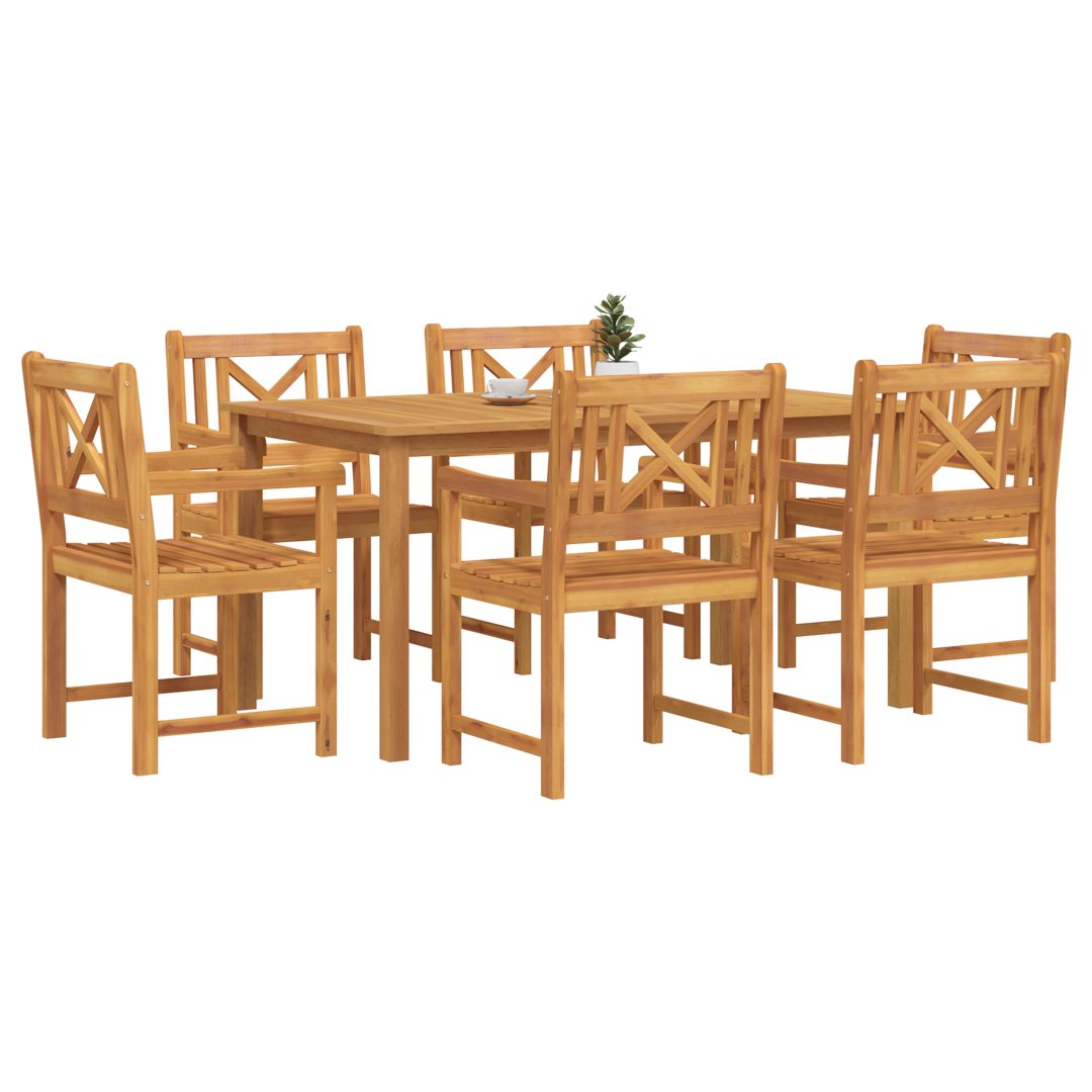 7-delars trädgårdsmöbelset i robust akaciaträ vidaXL 150 x 90 x 74 cm – bild 3