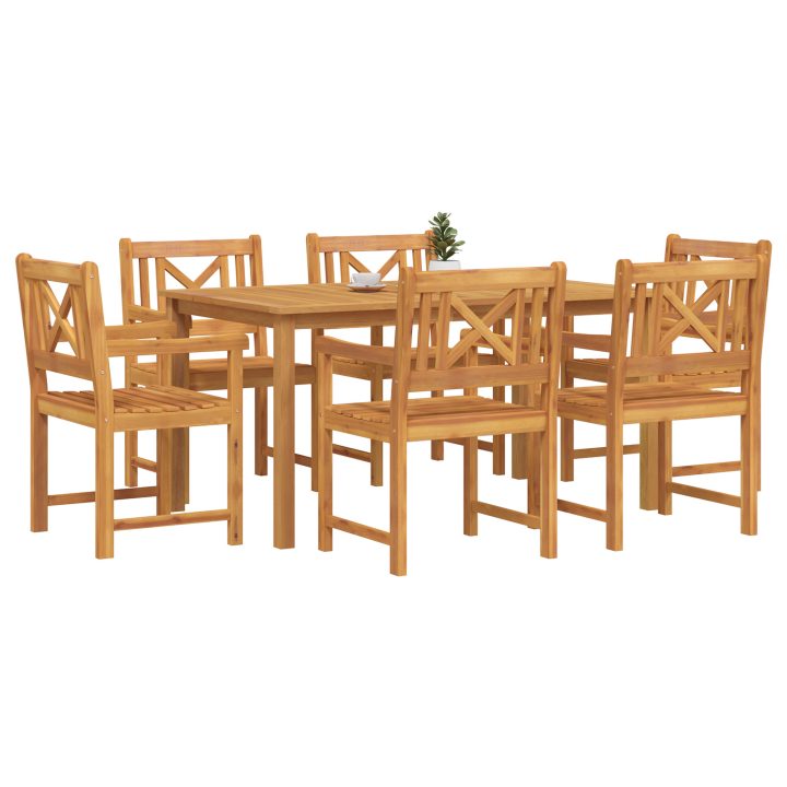 7-delars trädgårdsmöbelset i robust akaciaträ vidaXL 150 x 90 x 74 cm – bild 3