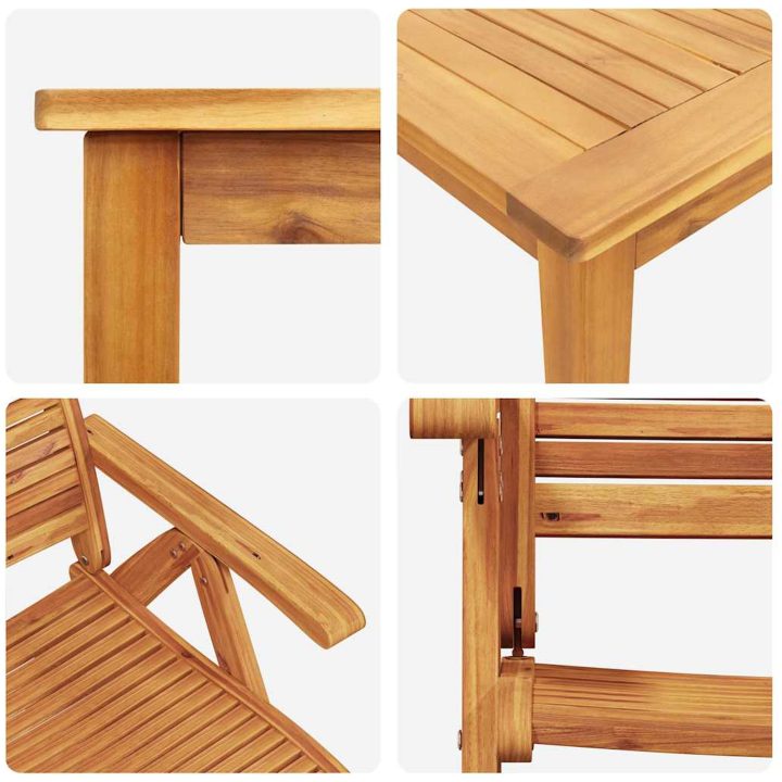 7-delars Trädgårdsmöbelset i solid akaciaträ vidaXL Medium – bild 11