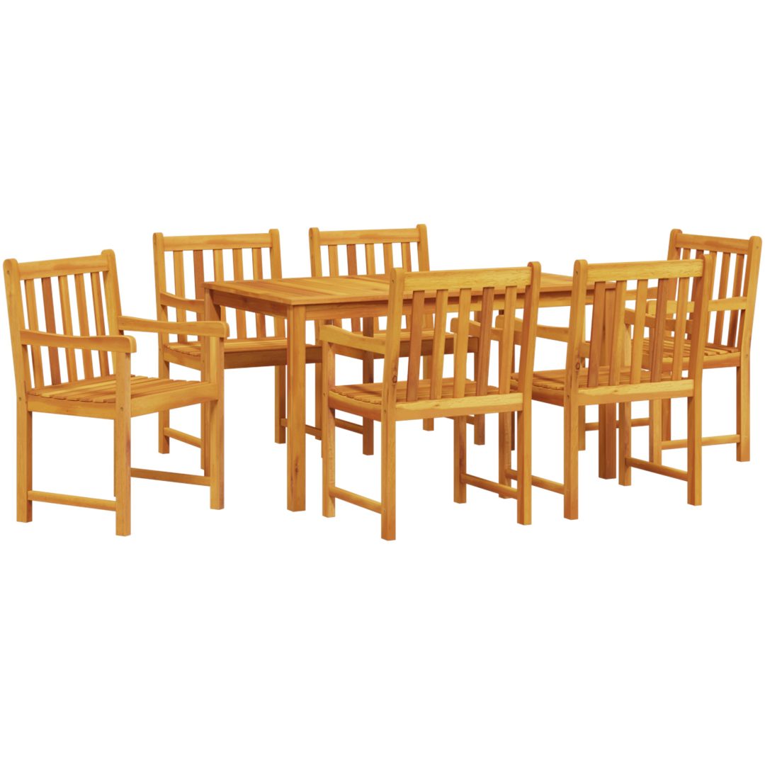 7-delars trädgårdsmöbelset - massivt akaciaträ vidaXL 140 x 80 x 74 cm – bild 2