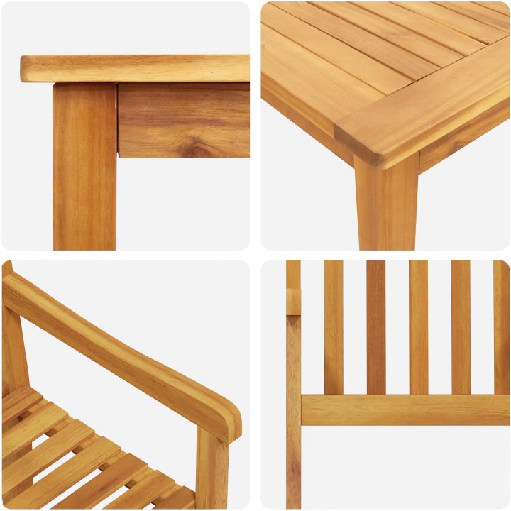 7-delars trädgårdsmöbelset - massivt akaciaträ vidaXL 140 x 80 x 74 cm – bild 11