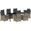 7-delars Trädgårdsmöbelset med Kuddar Grå Poly Rattan vidaXL 200 x 80 x 73 cm – miniatyr 2