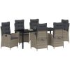 7-delars Trädgårdsmöbelset med Kuddar Grå Poly Rattan vidaXL 200 x 80 x 73 cm – miniatyr 3