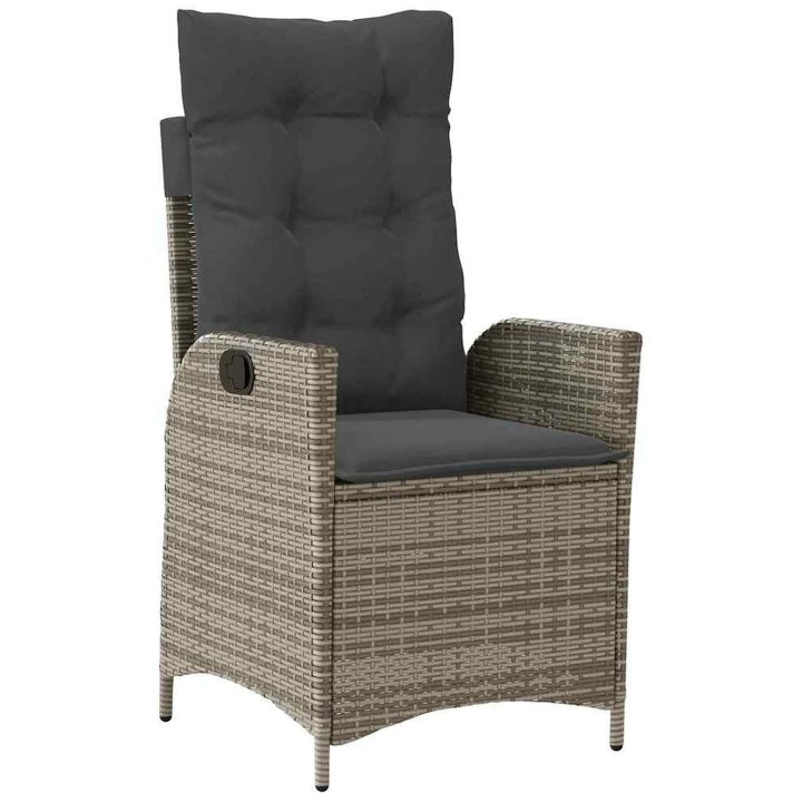 7-delars Trädgårdsmöbelset med Kuddar Grå Poly Rattan vidaXL 200 x 80 x 73 cm – bild 6
