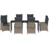 7-delars Trädgårdsmöbelset med Kuddar Grå Poly Rattan vidaXL 200 x 80 x 73 cm – miniatyr 7